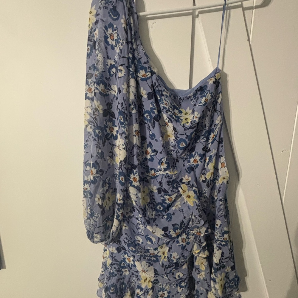 Astr Blue One Shoulder Asymmetrical Dress for Wedding Guest